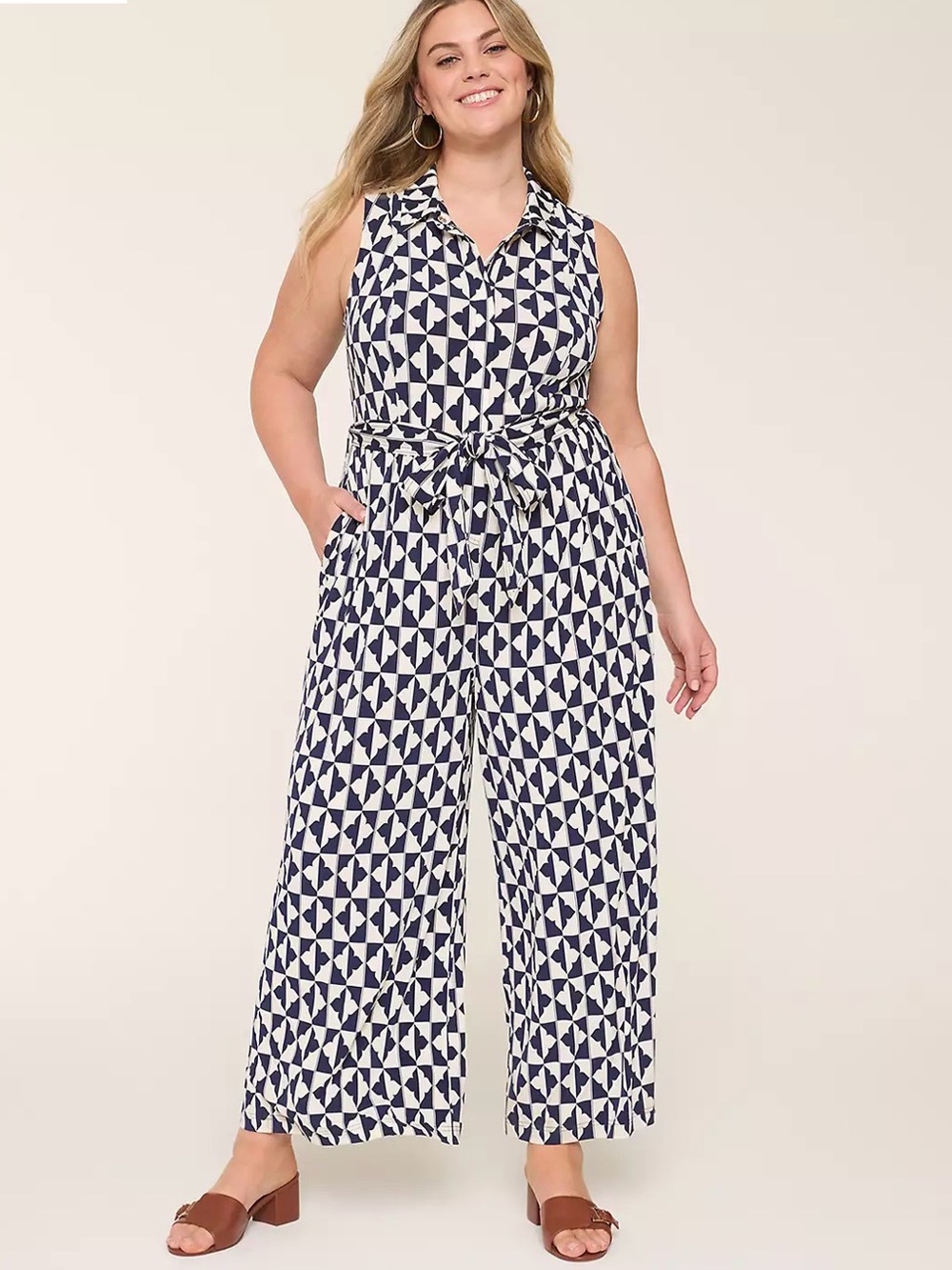 Lane Bryant Collared Wide Leg Jersey Jumpsuit - Size 22/24